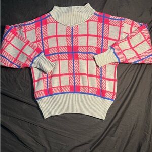 Vintage Pink Grey and Blue Knitted Sweater